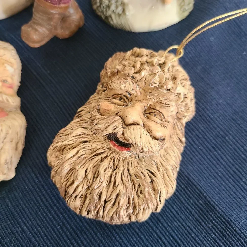 Vintage Winter Santa Christmas Pere Noel Figurines Ornaments and Magnet 5 Items